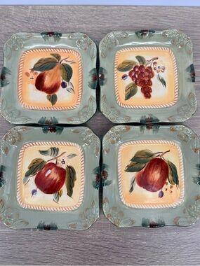 Certified International Pamela Gladding Square Fruit Charcuterie Plates Set of 4